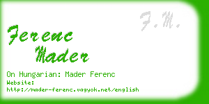 ferenc mader business card